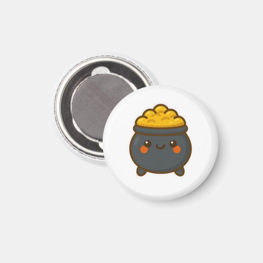Kawaii Pot of Gold Magnet (Vorderseite/Rückseite)