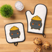 Kawaii Pot of Gold Ofenhandschuh & Topflappen-Set (Oben Unten)