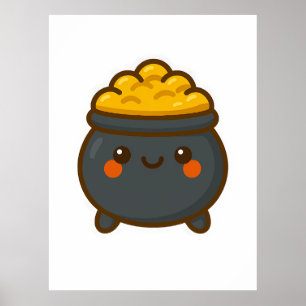 Kawaii Pot of Gold Poster