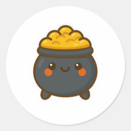 Kawaii Pot of Gold Runder Aufkleber