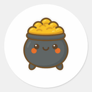 Kawaii Pot of Gold Runder Aufkleber