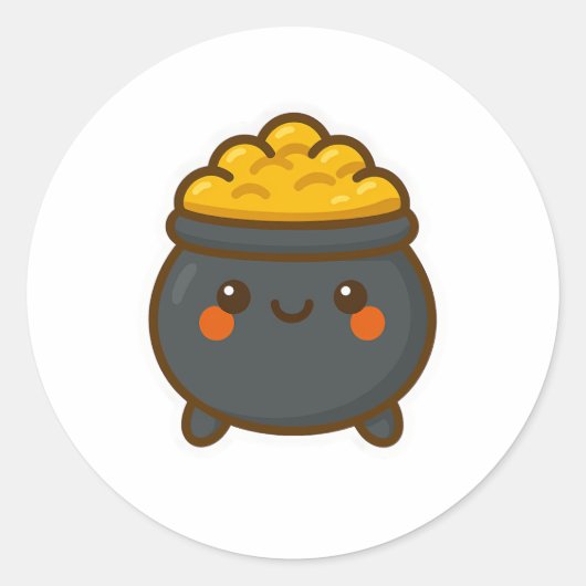 Kawaii Pot of Gold Runder Aufkleber (Vorderseite)