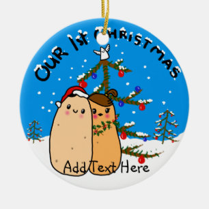Kawaii Potato Couple Erstes Weihnachtsfest persona Keramik Ornament