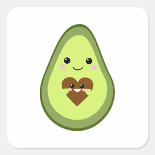 Kawaii Pregnant Avocado Cute Mom Motherhood Baby Quadratischer Aufkleber