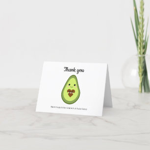 Kawaii Pregnant Avocado Vielen Dank Baby Shower Dankeskarte