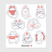 Kawaii Present Holiday Winter Kitty Vinyl Stickers Aufkleber (Blatt)