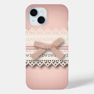 Kawaii Prinzessin mädchenhafte, weiße Spitze, rosa iPhone 15 Hülle