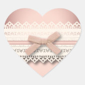 Kawaii Prinzessin mädchenhafte, weiße Spitze, rosa Herz-Aufkleber (Vorderseite)