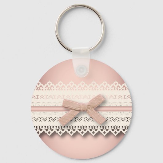 Kawaii Prinzessin mädchenhafte, weiße Spitze, rosa Schlüsselanhänger (Vorderseite)