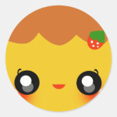 Kawaii Pudding Runder Aufkleber (Vorderseite)
