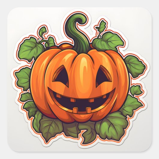 Kawaii Pumpkin 01 Quadratischer Aufkleber (Vorderseite)