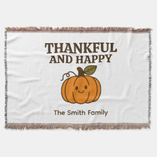 Kawaii Pumpkin Dankbarkeit und glücklicher Familie Decke