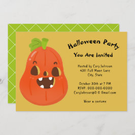 Kawaii Pumpkin Halloween Jack o' Lantern Party Inv Einladung