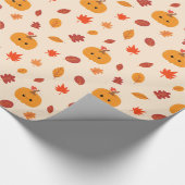 Kawaii Pumpkin Herbst Herbstleaves Halloween Theme Geschenkpapier (Ecke)