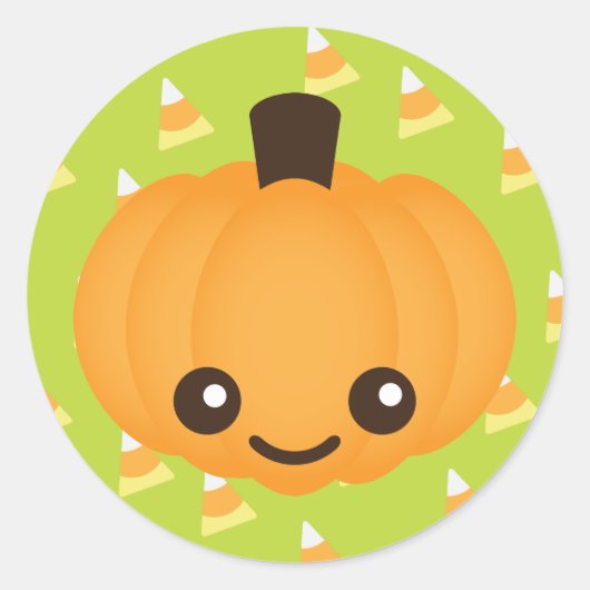 Kawaii Pumpkin Runder Aufkleber (Vorderseite)