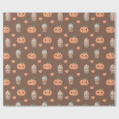 Kawaii Pumpkin Spice Latte Fall Wrap Geschenkpapier (Flach)