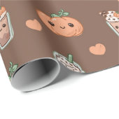 Kawaii Pumpkin Spice Latte Fall Wrap Geschenkpapier (Rolleneckpunkt)