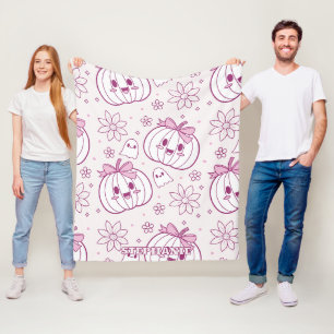 Kawaii Pumpkins, Geister und Blume Fleecedecke