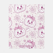 Kawaii Pumpkins, Geister und Blume Fleecedecke (Vorderseite)