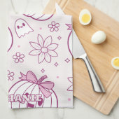 Kawaii Pumpkins, Geister und Blume Geschirrtuch (Viertel Falte)