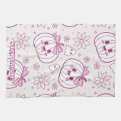 Kawaii Pumpkins, Geister und Blume Geschirrtuch (Horizontal)
