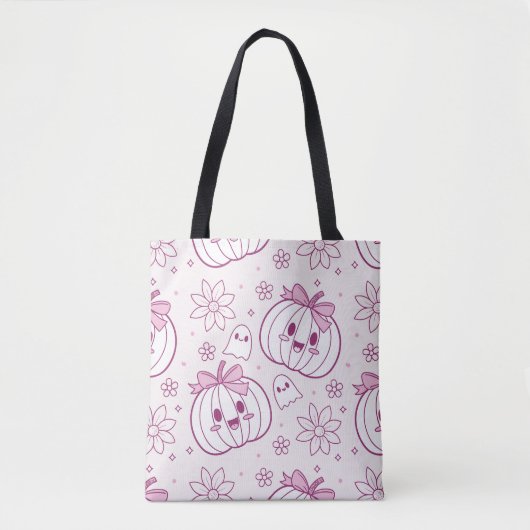 Kawaii Pumpkins, Geister und Blume Tasche (Vorderseite)