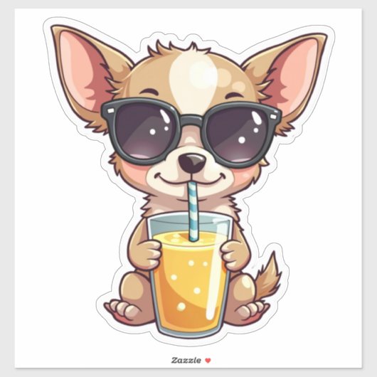 Kawaii Pup Drink Juice Aufkleber (Blatt)
