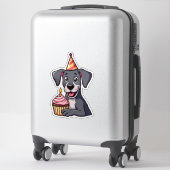 Kawaii Pup mit Birthday Cupcake Aufkleber (Koffer)
