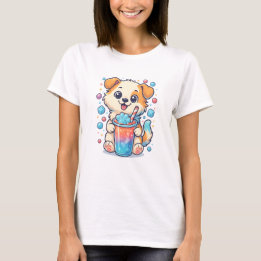 Kawaii Puppy Slush Drink - Niedlicher Dog Boba Sty T-Shirt
