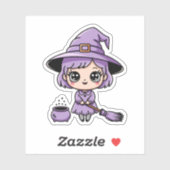 Kawaii Purple Witch Halloween Sticker (Blatt)