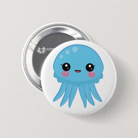 Kawaii Quallen-Button-Abzeichen-Blau Button (Vorne & Hinten)