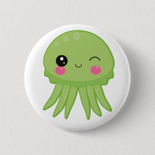 Kawaii Quallen-Button-Abzeichen-Grün Button