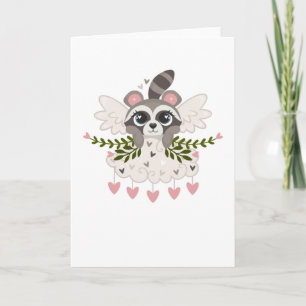 Kawaii Raccoon Girl for Valentine's Day Karte