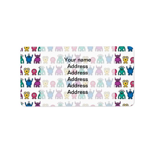 Kawaii Rainbow Alien Monsters Pattern Adressaufkleber (Vorne)