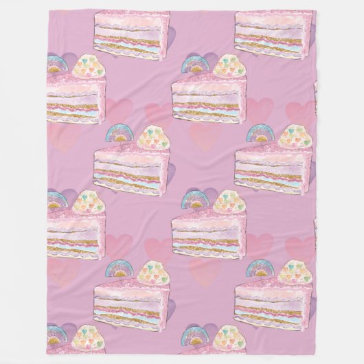Kawaii Rainbow Cake Pattern - Pastel Lila Fleecedecke (Vorderseite)
