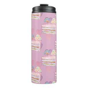 Kawaii Rainbow Cake Pattern - Pastel Lila Thermosbecher