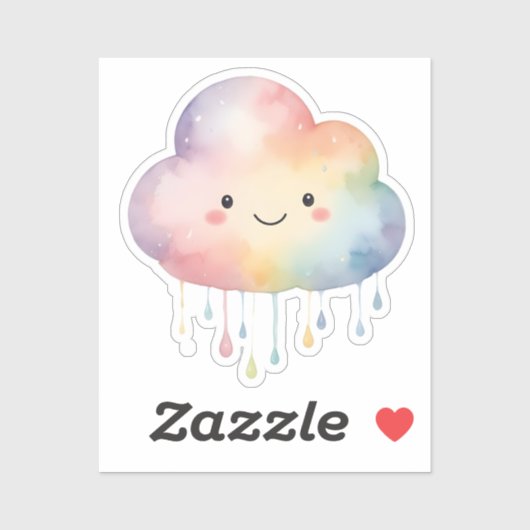 Kawaii Rainbow Cloud Sticker (Blatt)