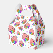 Kawaii Rainbow Cupcake Birthday Party Geschenkschachtel (Rückseite)