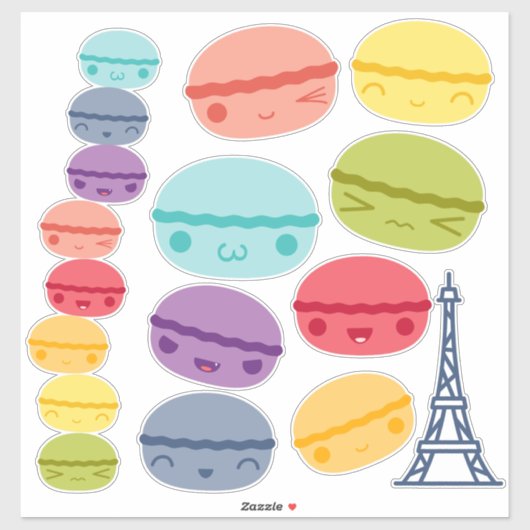 Kawaii Rainbow gestapelte Macarons Aufkleber (Blatt)
