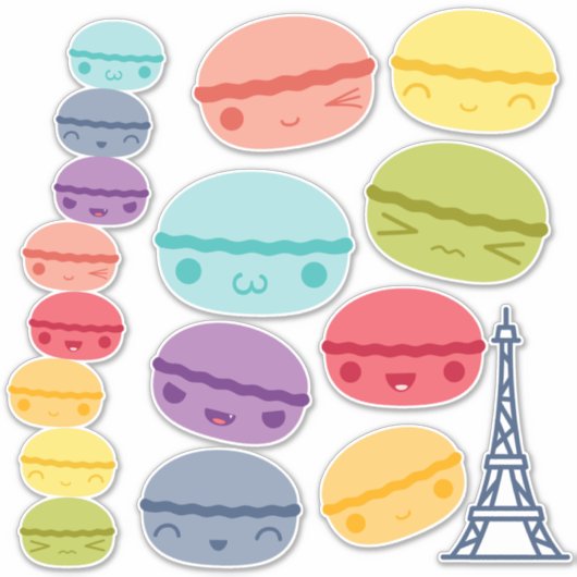 Kawaii Rainbow gestapelte Macarons Aufkleber (Vorderseite)
