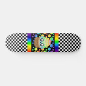 Kawaii Rainbow Ice Creme Cone Checkerboard Skateboard (Horizontal)