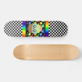 Kawaii Rainbow Ice Creme Cone Checkerboard Skateboard (Horizontal)