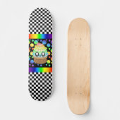 Kawaii Rainbow Ice Creme Cone Checkerboard Skateboard (Vorderseite)