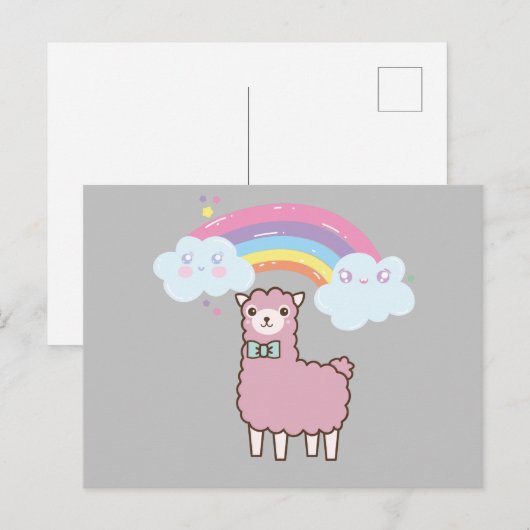 Kawaii Rainbow Lame Postcard Postkarte (Vorne/Hinten)
