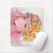 Kawaii Rainbow Pastel Candy Mushroom Anime Girl Mousepad (Mit Mouse)