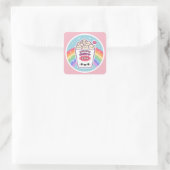 Kawaii Rainbow Popcorn Quadratischer Aufkleber (Tasche)