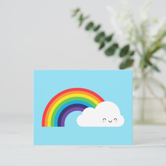 Kawaii Rainbow Postkarte (Stehend Vorderseite)