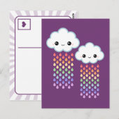Kawaii Rainbow Rain Postkarte (Vorne/Hinten)
