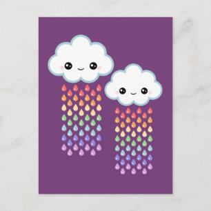 Kawaii Rainbow Rain Postkarte