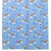 Kawaii Rainbow Raindrops Pattern Duschvorhang (Vorderseite)